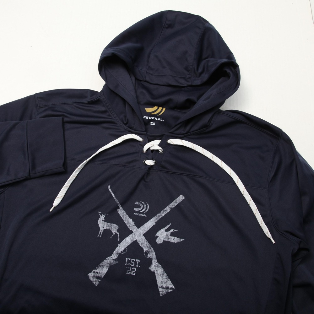 Federal Hoodie Mens 2XL Navy Lace Up Hunting Graphic Pullover Sweatshirt